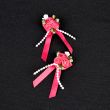 Bow with Rose and Pearls / Cerise