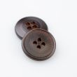 Round button with border / 15 mm / brown leather