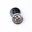 Wooden Button with 4 holes / 11 mm / Brown-black