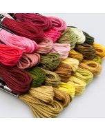 Embroidery floss / Green-brown-pink / Different shades