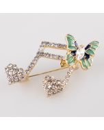 Brooch / Music with green butterfly