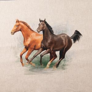 Decorative cotton fabric coupon / Horses