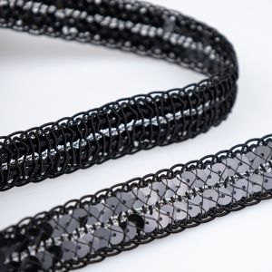 Net Trim with Sequins 20 mm / Black