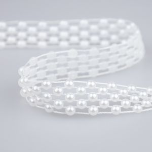 Ribbon with pearls 5-line / White