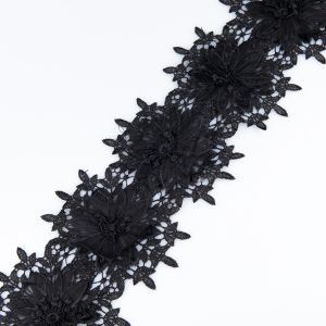 Guipure lace with applique 120 mm / Black