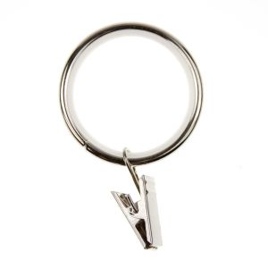 Metal curtain ring with a clamp, plastic core / 30006-NI Nickel / 35 mm