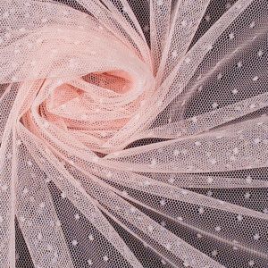 Spotted tulle / Dot Mesh fabric / Pink