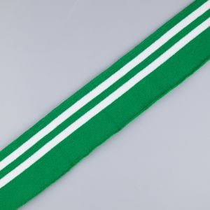Striped ribbing 6 cm / Dark Green White