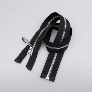 Metallic Zipper M5 open-ended with decorativ stone 50 cm
