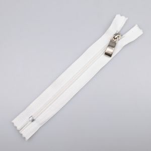Zip S5 closed-end with decorative slider 16 cm / white