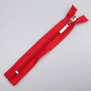 Zip S5 closed-end with decorative slider 16 cm / red