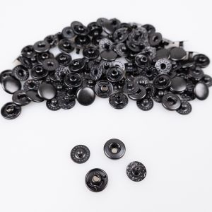 Metallic Sew on Snap Fasteners W 10,5 mm ( 4 parts) / oxide black