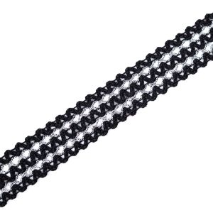 Cotton lace with a metallic thread / Black-silver