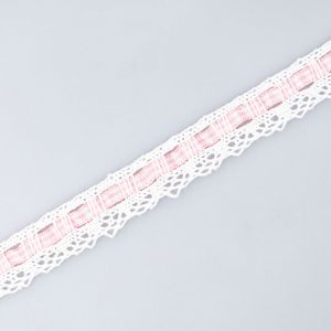 Cotton lace with ribbon / Pink