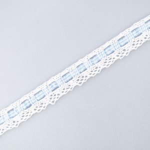 Cotton lace with ribbon / Blue