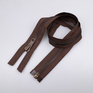 Metal zipper M8 open-ended 65 cm / Brown-OX