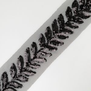 Sequin Trim Mesh 65 mm / Black