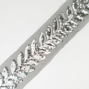 Sequin Trim Mesh 65 mm / Silver