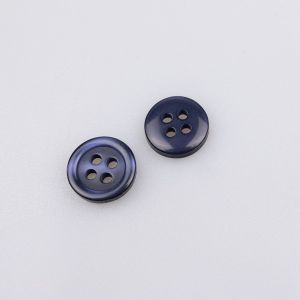 Simple button with border 11 mm / Navy
