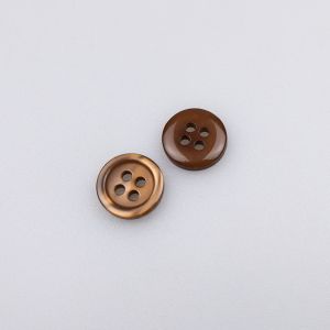 Simple button with border 11 mm / Brown