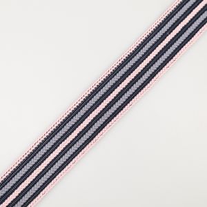 Braided ribbon 40 mm / Pink- Grey