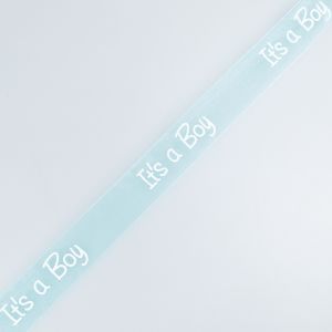 Organza ribbon "Its a Boy" 25 mm / Blue
