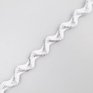 Ric Rac Trim metallic 12 mm / White-Silver