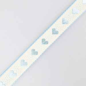Ribbon HEART 15 mm / Yellow-Light blue