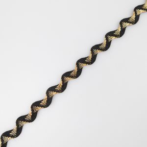 Ric Rac Trim metallic 12 mm / Black-Gold