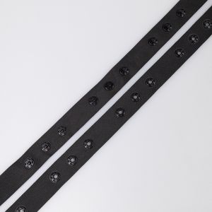 Ribbon with snap fasteners 18 mm 2 sides / Black