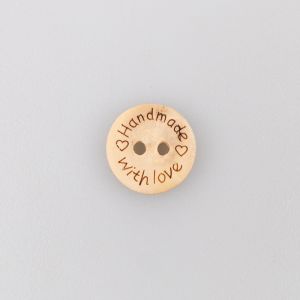 Wooden button "Handmade with love" 15 mm