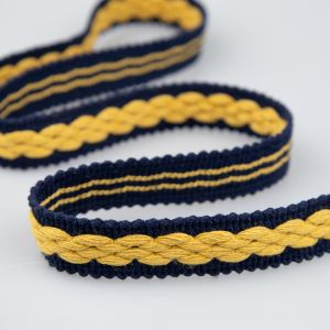Cotton acrylic trimming 22 mm / Navy/mustard