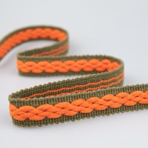 Cotton acrylic trimming 22 mm / Khaki/Satsuma