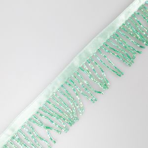 Decorative ribbon with pearl fringes / Light green