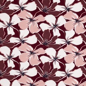Printed sweatshirt fabric Flowers / Wine red