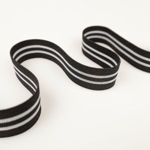 Stretch striped waistband 25 mm / Black-White