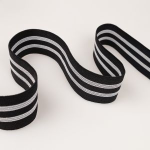 Stretch striped waistband 40 mm / Black-White