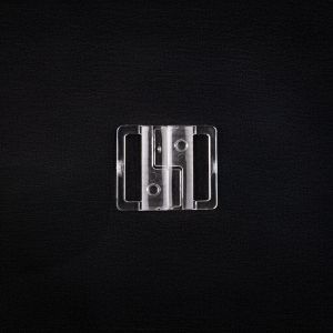 Plastic bikini bra fastener / 25 mm / Transparent