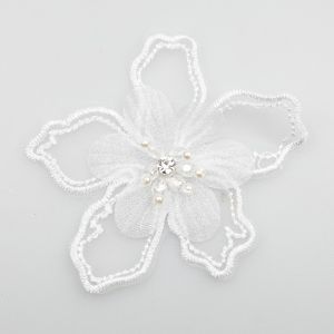 Decoration Flower with pearls / White