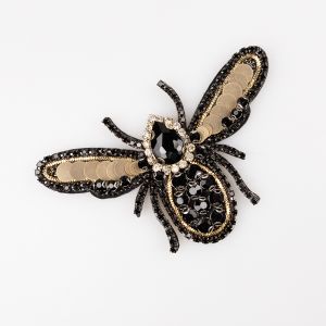 Iron-on motif with rhinestones / Bee / Black