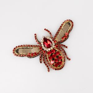 Iron-on motif with rhinestones / Bee / Red