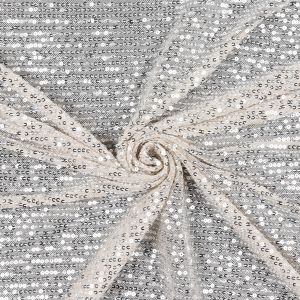 Tulle with sequins / Cream with silver sewuins
