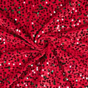 Velvet with sequins / Red