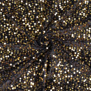 Velvet with sequins / Black-Gold