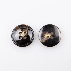 Simple button with border 18 mm / Brown-Black