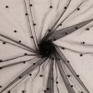 Mesh fabric with pearls / Black