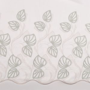 Embroidered curtain voile Foglia / Turquise