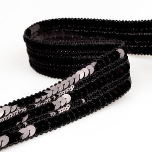 Net Trim with Sequins 45 mm / Black