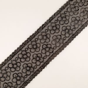 Metallic thread embroidered lace 70 mm / Silver