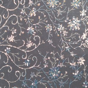 Tulle with sequins / White-Silver